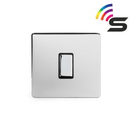 Soho Lighting Polished Chrome 1 Gang 150W Smart Rocker Switch Black Insert