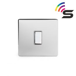 Soho Lighting Polished Chrome 1 Gang 150W Smart Rocker Switch White Insert