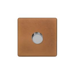 Soho Fusion Antique Copper & Brushed Chrome 1 Gang 1000W DC1-10V Dimmer Switch