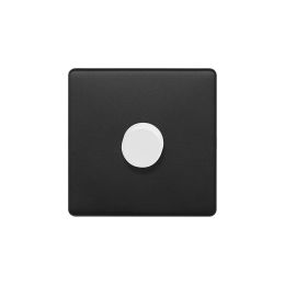 Soho Fusion Matt Black & White 1 Gang 2 Way Intelligent Trailing Dimmer Screwless 150W LED (300w Halogen/Incandescent)