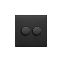 Soho Lighting Matt Black 2 Gang 2 Way Intelligent Trailing Dimmer Screwless 150W LED (300w Halogen/Incandescent)