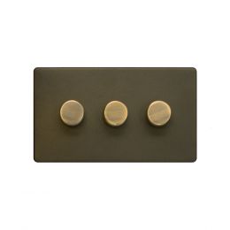 Soho Lighting Bronze 3 Gang 2 Way Intelligent Trailing Dimmer Screwless 150W LED (300w Halogen/Incandescent)