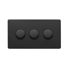 Soho Lighting Matt Black 3 Gang 2 Way Intelligent Trailing Dimmer Screwless 150W LED (300w Halogen/Incandescent)
