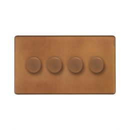 Soho Lighting Antique Copper 4 Gang 2 Way Intelligent Trailing Dimmer Switch 150W LED (300w Halogen/Incandescent)