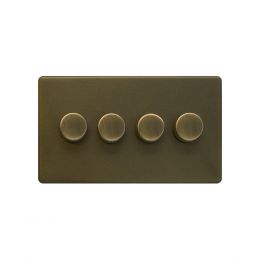 Soho Lighting Bronze 4 Gang 2 Way Intelligent Trailing Dimmer Screwless 150W LED (300w Halogen/Incandescent)