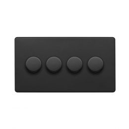 Soho Lighting Matt Black 4 Gang 2 Way Intelligent Trailing Dimmer Screwless 150W LED (300w Halogen/Incandescent)