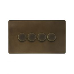 Soho Lighting Vintage Brass 4 Gang 2 Way Intelligent Trailing Dimmer Switch 150W LED (300w Halogen/Incandescent)