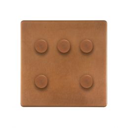 Soho Lighting Antique Copper 5 Gang Trailing Edge Dimmer Switch 150W LED (300w Halogen/Incandescent)  