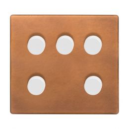 Soho Fusion Antique Copper & White 5 Gang Dimmer Switch 150W LED Trailing Edge Dimmer Screwless
