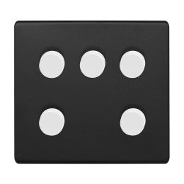 Soho Fusion Matt Black & White 5 Gang Dimmer Switch 150W LED Trailing Edge Dimmer Screwless