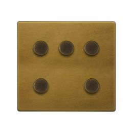 Soho Lighting Old Brass 5 Gang Trailing Edge Dimmer Switch 150W LED (300w Halogen/Incandescent) 