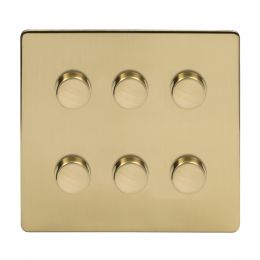 6 Gang Brushed Brass Dimmer Switch