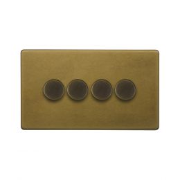 Soho Lighting Old Brass 4 Gang 400W LED Dimmer Switch