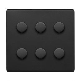 Soho Lighting Matt Black 6 Gang 2 Way Intelligent Trailing Dimmer Switch Screwless LED 150W LED (300w Halogen/Incandescent)