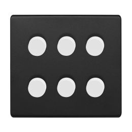 Soho Fusion Matt Black & White 6 Gang 2 Way Intelligent Trailing Dimmer Switch Screwless LED 150W LED (400w Halogen/Incandescent)
