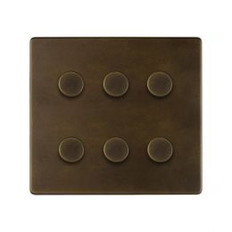 Soho Lighting Vintage Brass 6 Gang 2 Way Intelligent Trailing Dimmer Switch LED 150W LED (300w Halogen/Incandescent)