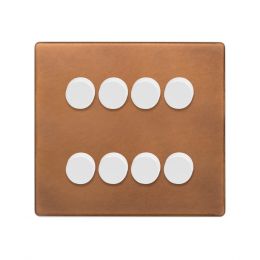 Soho Fusion Antique Copper & White 8 Gang 2 Way Intelligent Trailing Dimmer Switch Screwless