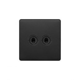 Soho Lighting Matt Black 20A 2 Gang 2 Way Toggle Switch Screwless