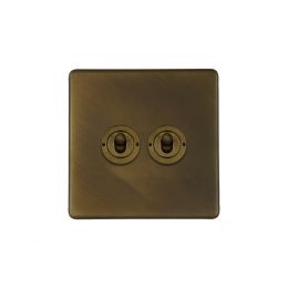 Soho Lighting Vintage Brass 2 Gang 2 Way Toggle Switch