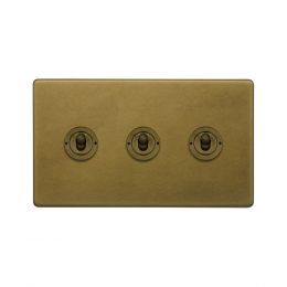 Soho Lighting Old Brass 3 Gang 2 Way Toggle Switch 