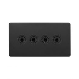 Soho Lighting Matt Black 20A 4 Gang 2 Way Toggle Switch Screwless