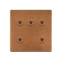 Soho Lighting Antique Copper 5 Gang Toggle Light Switch 20A 2 Way