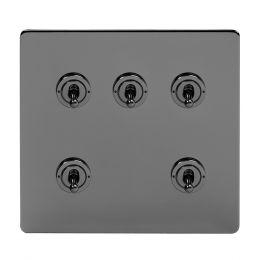 Soho Lighting Black Nickel 5 Gang Toggle Light Switch 20A 2 Way Screwless