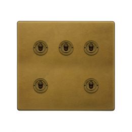 Soho Lighting Old Brass 5 Gang Toggle Light Switch 20A 2 Way