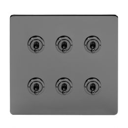 Soho Lighting Black Nickel 6 Gang Toggle Light Switch 20A 2 Way Screwless