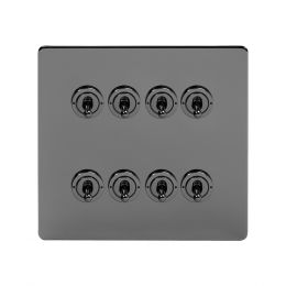 Soho Lighting Black Nickel 8 Gang Toggle Light Switch 20A 2 Way Screwless