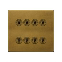 Soho Lighting Old Brass 8 Gang Toggle Light Switch 20A 2 Way