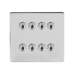 Soho Lighting Polished Chrome 8 Gang Toggle Light Switch 20A 2 Way Screwless