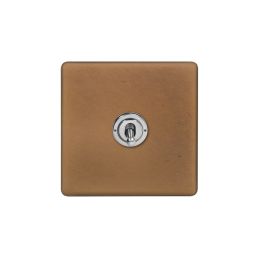 Soho Fusion Antique Copper & Brushed Chrome 20A 1 Gang Intermediate Toggle Screwless