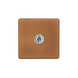 Soho Fusion Antique Copper & Brushed Chrome 20A 1 Gang Intermediate Toggle Screwless