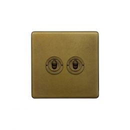 Soho Lighting Old Brass 2 Gang Intermediate Toggle Switch