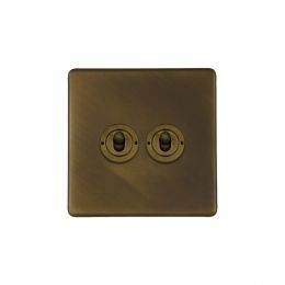 Soho Lighting Vintage Brass 2 Gang Intermediate Toggle Switch