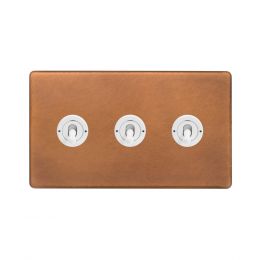 Soho Fusion Antique Copper & White 20A 3 Gang Intermediate Toggle Screwless