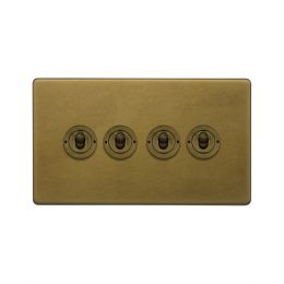 Soho Lighting Old Brass 4 Gang Intermediate Toggle Switch