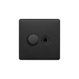 Soho Lighting Matt Black 2 Gang Dimmer and Toggle Switch Combo (1x150W LED Dimmer 1x20A 2 Way Toggle)