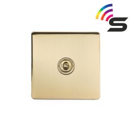 Soho Lighting Brushed Brass 1 Gang 150W Smart Toggle Switch