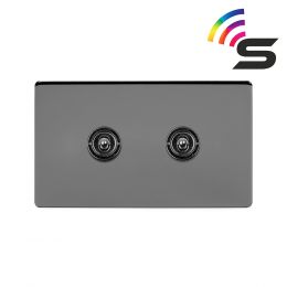 Soho Lighting Black Nickel 2 Gang 150W Smart Toggle Switch