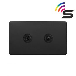 Soho Lighting Matt Black 2 Gang 150W Smart Toggle Switch