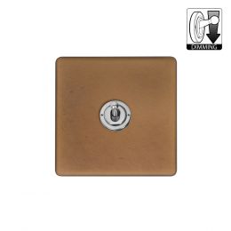 Soho Lighting Fusion Antique Copper & Brushed Chrome 1 Gang Dimming Toggle Switch