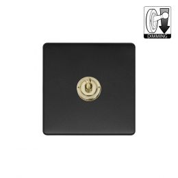 Soho Lighting Fusion Matt Black & Brushed Brass 1 Gang Dimming Toggle Switch