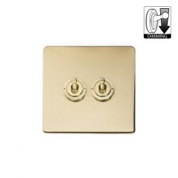 Soho Lighting Brushed Brass 2 Gang Dimming Toggle Switch
