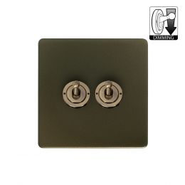 Soho Lighting Bronze 2 Gang Dimming Toggle Switch