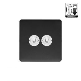 Soho Lighting Fusion Matt Black & White 2 Gang Dimming Toggle Switch