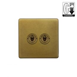 Soho Lighting Old Brass 2 Gang Dimming Toggle Switch