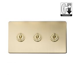 Soho Lighting Brushed Brass 3 Gang Dimming Toggle Switch