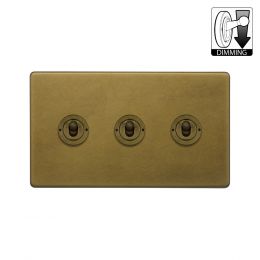 Soho Lighting Old Brass 3 Gang Dimming Toggle Switch